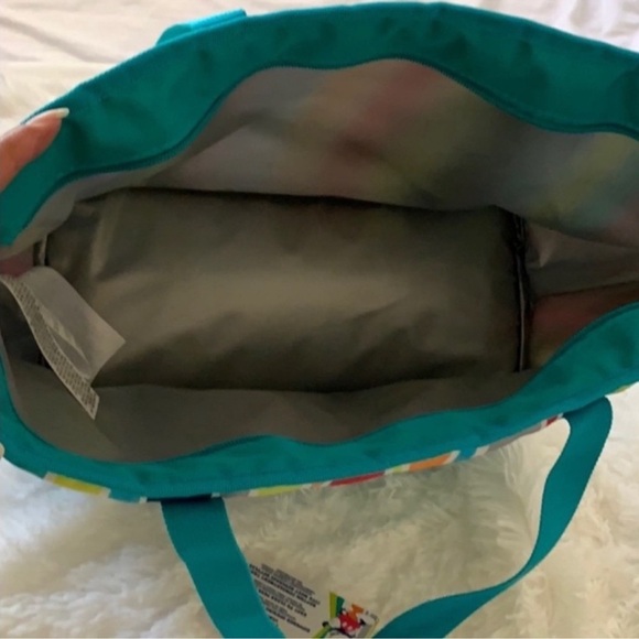 DISNEY MULTICOLOR STRIPED MICKEY MOUSE INSULATED COOLER TOTE BAG - Picture 5 of 9